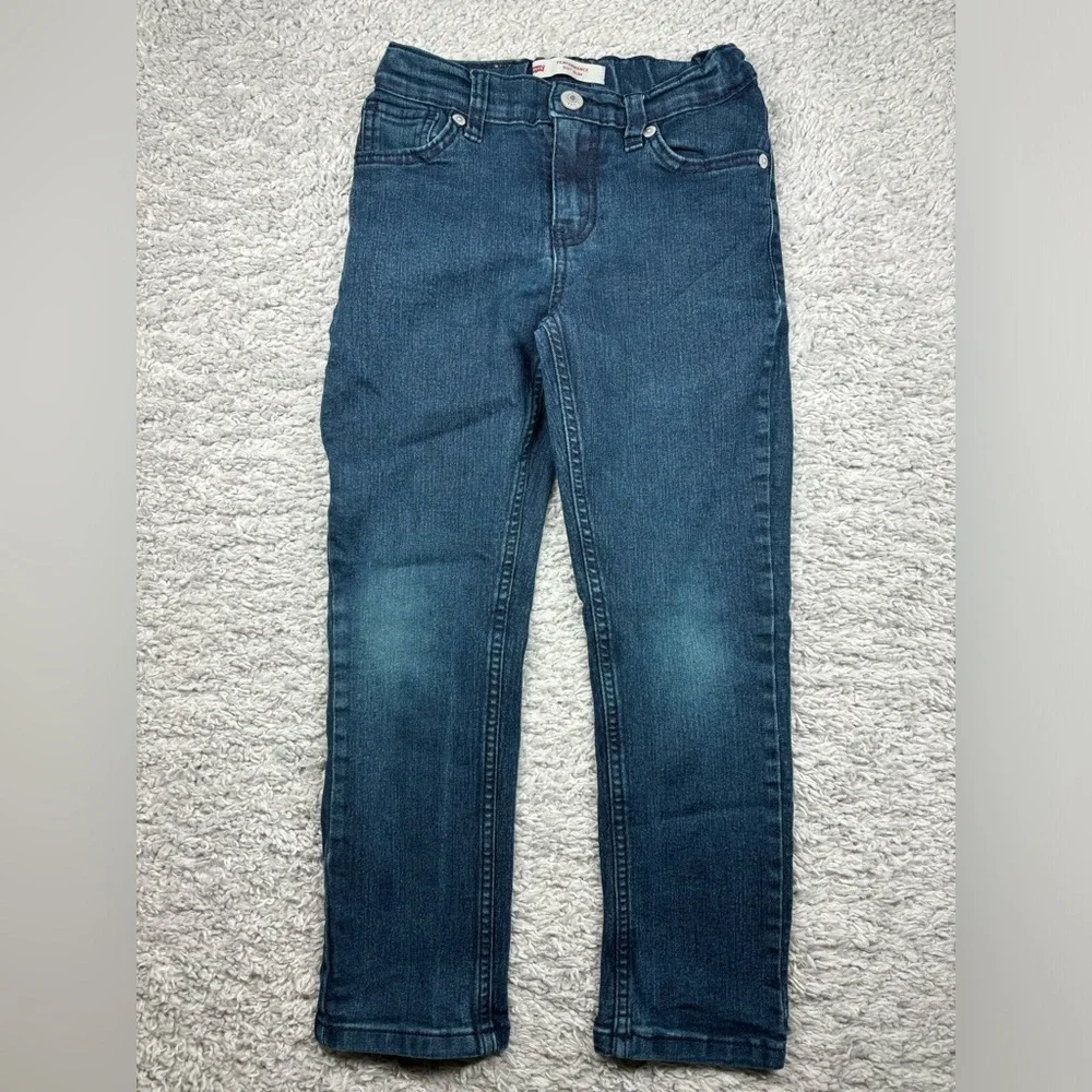 Levi's Jeans Boys 7 Slim 511 Straight Dark Wash Casual Adjustable Waist Denim